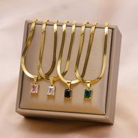 Fashion Square Stainless Steel Plating Inlay Zircon Pendant Necklace 1 Piece main image 1