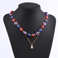 Fashion Devil's Eye Stainless Steel Plating Inlay Zircon Layered Necklaces 1 Piece main image 3