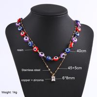 Fashion Devil's Eye Stainless Steel Plating Inlay Zircon Layered Necklaces 1 Piece main image 4