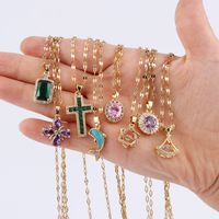 Fashion Cross Stainless Steel Plating Inlay Zircon Pendant Necklace 1 Piece main image 4