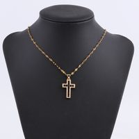 Fashion Cross Stainless Steel Plating Inlay Zircon Pendant Necklace 1 Piece sku image 38