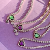 Retro Heart Shape Alloy Plating Inlay Artificial Diamond Women's Pendant Necklace 1 Piece main image 1
