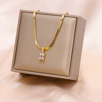 Fashion Square Stainless Steel Plating Inlay Zircon Pendant Necklace 1 Piece main image 3