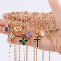 Fashion Cross Stainless Steel Plating Inlay Zircon Pendant Necklace 1 Piece main image 1