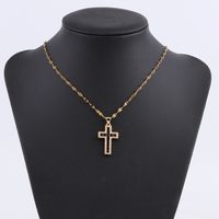 Fashion Cross Stainless Steel Plating Inlay Zircon Pendant Necklace 1 Piece main image 5