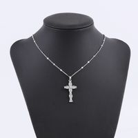 Fashion Cross Stainless Steel Plating Inlay Zircon Pendant Necklace 1 Piece sku image 8