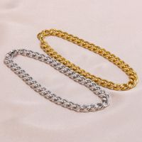 Mode Einfarbig Titan Stahl Eingelegtes Gold Armbänder Halskette 1 Stück main image 3
