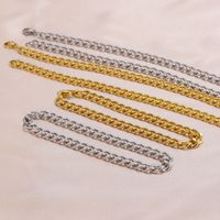 Mode Einfarbig Titan Stahl Eingelegtes Gold Armbänder Halskette 1 Stück main image 4
