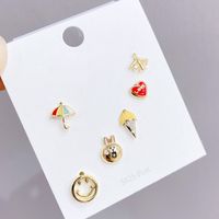 Cute Geometric Copper Plating Ear Studs 3 Pairs main image 6