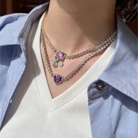 Retro Heart Shape Alloy Plating Inlay Artificial Diamond Women's Pendant Necklace 1 Piece main image 2