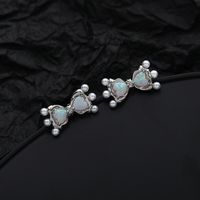 Mode Bogenknoten Kupfer Perle Überzug Inlay Künstliche Edelsteine Tropfenohrringe 1 Paar sku image 2