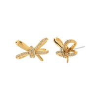 Retro Flower Copper Inlay Zircon Drop Earrings Ear Studs 1 Pair main image 5