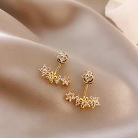 Retro Flower Copper Inlay Zircon Drop Earrings Ear Studs 1 Pair sku image 31