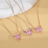 Shiny Heart Shape Copper Gold Plated Zircon Necklace main image 1