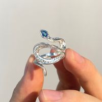 Fashion Snake Alloy Plating Inlay Artificial Gemstones Unisex Rings 1 Piece sku image 1