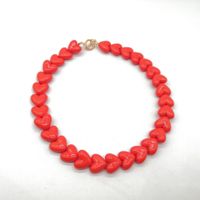 Fashion Heart Shape Beaded Arylic Women's Necklace 1 Piece sku image 1