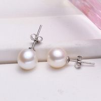 Fashion Round Copper Inlay Pearl Ear Studs 1 Pair main image 1