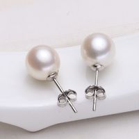 Fashion Round Copper Inlay Pearl Ear Studs 1 Pair main image 2