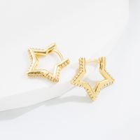 Simple Style Star Copper Gold Plated Zircon Hoop Earrings 1 Pair main image 6