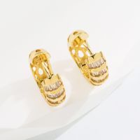 Simple Style Star Copper Gold Plated Zircon Hoop Earrings 1 Pair main image 4