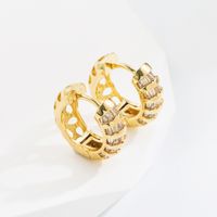 Simple Style Star Copper Gold Plated Zircon Hoop Earrings 1 Pair main image 5