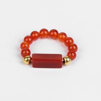 Ethnic Style Round Natural Stone Beaded Rings 1 Piece sku image 7