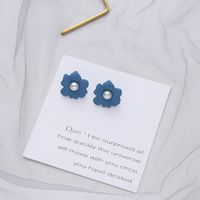 Flower Metal Plating Inlay Artificial Pearls Women's Drop Earrings 1 Pair sku image 11