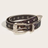 Fashion Sequins Pu Leather Alloy Inlay Rhinestones Women's Leather Belts 1 Piece sku image 1