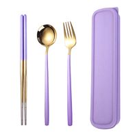 Fashion Solid Color Stainless Steel Tableware 1 Set sku image 19