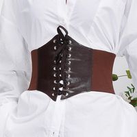 De Base Couleur Unie Faux Cuir Femmes Corset Ceintures 1 Pièce main image 3