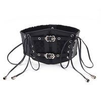 Fashion Solid Color Pu Leather Alloy Metal Button Women's Corset Belts 1 Piece sku image 1