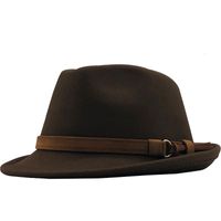 Unisex Retro Solid Color Flat Eaves Fedora Hat sku image 7