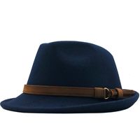 Unisex Retro Solid Color Flat Eaves Fedora Hat sku image 6