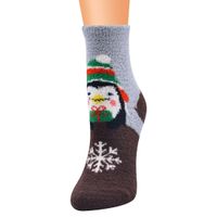 Women's Cute Santa Claus Snowman Elk Coral Fleece Jacquard Crew Socks sku image 6