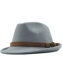 Unisex Retro Solid Color Flat Eaves Fedora Hat sku image 4