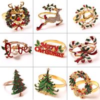 Christmas Casual Christmas Hat Letter Stainless Steel Napkin Ring 1 Piece main image 1