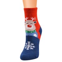 Women's Cute Santa Claus Snowman Elk Coral Fleece Jacquard Crew Socks sku image 4