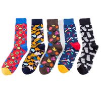 Hommes Mode Bloc De Couleur Coton Jacquard Crew Socks 1 Jeu main image 1