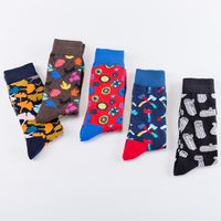 Hommes Mode Bloc De Couleur Coton Jacquard Crew Socks 1 Jeu main image 2