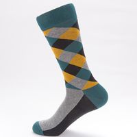 Men's Basic Lattice Cotton Jacquard Crew Socks 1 Set sku image 2
