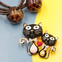 Cartoon Style Cat Alloy Enamel Artificial Pearls Rhinestones Unisex Brooches main image 1