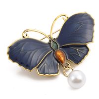 Retro Butterfly Imitation Pearl Alloy Rhinestone Women's Brooches sku image 14