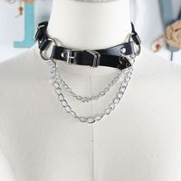 Fashion Solid Color Pu Leather Metal Chain Women's Corset Belts 1 Piece sku image 1