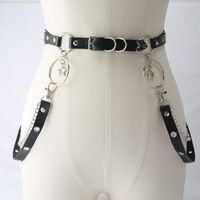 Fashion Solid Color Pu Leather Metal Chain Women's Corset Belts 1 Piece sku image 6