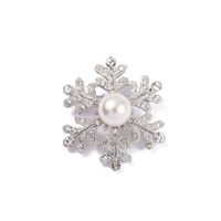 Fashion Snowflake Imitation Pearl Alloy Rhinestone Women's Brooches sku image 2