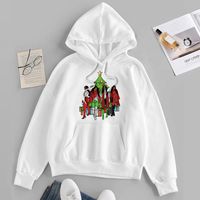 Fashion Christmas Tree Polyester Hooded Long Sleeve Regular Sleeve Printing Pocket Hoodie sku image 21