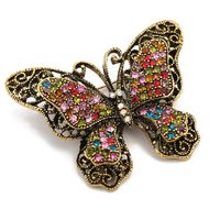 Retro Butterfly Imitation Pearl Alloy Rhinestone Women's Brooches main image 2