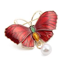 Retro Butterfly Imitation Pearl Alloy Rhinestone Women's Brooches sku image 15