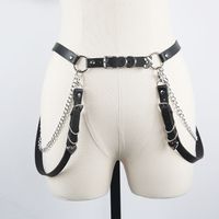 Fashion Solid Color Pu Leather Metal Chain Women's Corset Belts 1 Piece main image 1