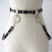 Fashion Solid Color Pu Leather Metal Chain Women's Corset Belts 1 Piece sku image 7